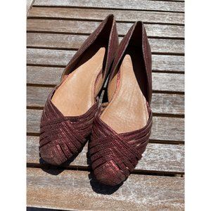 Frye Clementine Ruby Red Metallic Slides Sz 7